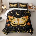 thumbnail image 2 of jejeloiu Folk Moth Twin Quilt Set For Girls,Floral Pattern Twin Coverlet Set,Black Yellow Orange,2pcs, 2 of 7