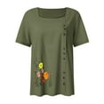 thumbnail image 5 of Awdenio New Summer Fashion Tops for Women 2024, Ladies Summer Casual Short Sleeve Flower Printing Loose Shirt Tops Army Green L, 5 of 5