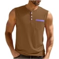 thumbnail image 2 of Klisyaur Mens Tank with Pockets Sleeveless Crewneck Buttons Tops Workout Casual Summer Tshirts for Men, 2 of 8