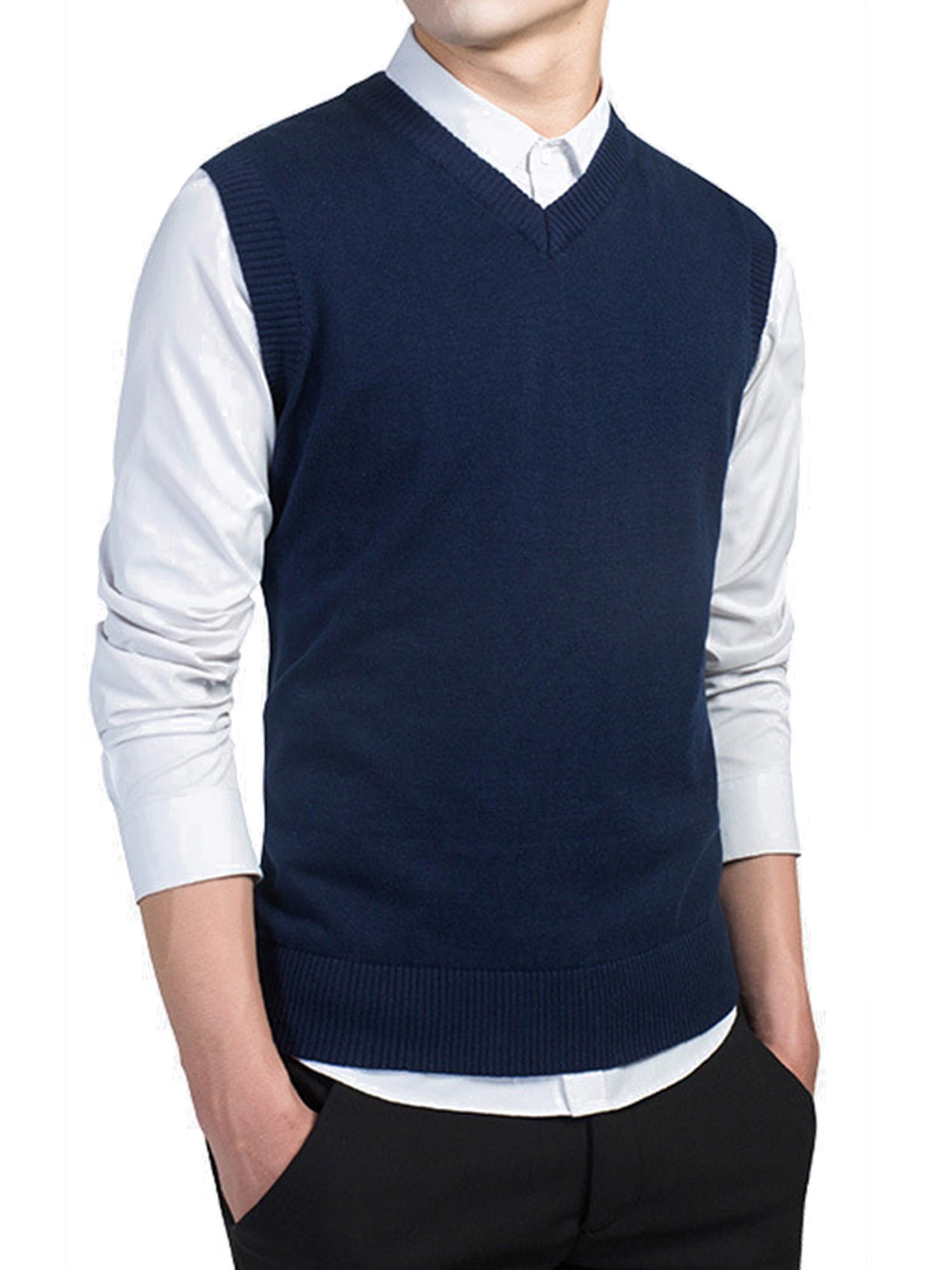 Yingqible Mens Casual Slim Fit V Neck Sweater Vest Argyle Pullover Knit Vest Thermal 