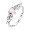 thumbnail image 1 of 1pc Exquisite Cubic Zirconia Heart & Wing Decor Silver Ring For Women For Gift, 1 of 5