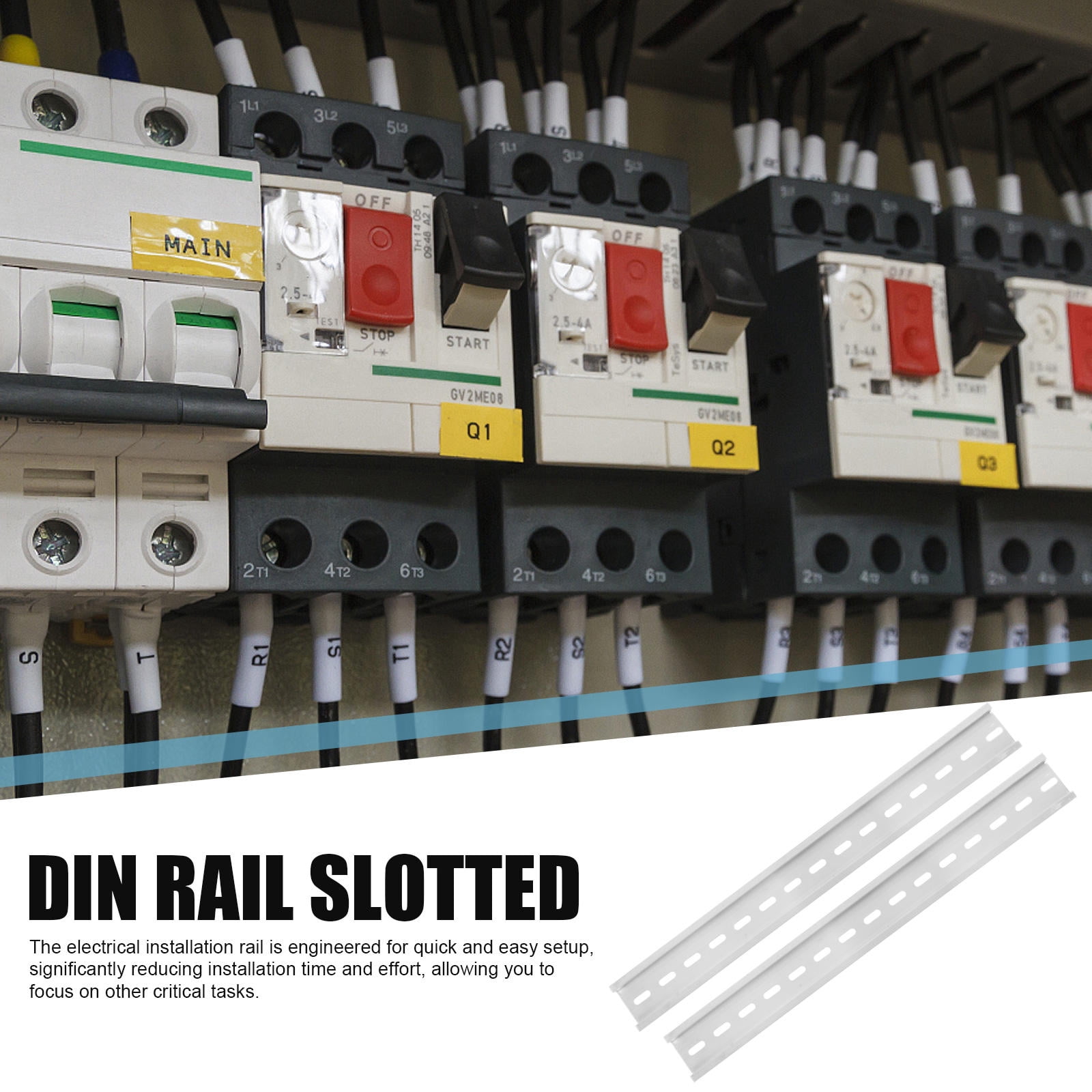 Tineasur 10Pcs Silver Aluminum Din Rail for Electrical Installation and Mounting Guide with Slotted Design