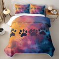 thumbnail image 2 of Manfei Oil Paint Paw Quilt King, Splash Rainbow King Coverlet Set, Blue Orange, 3 Pieces, 1 Bedspread and 2 Pillowcases, 2 of 7