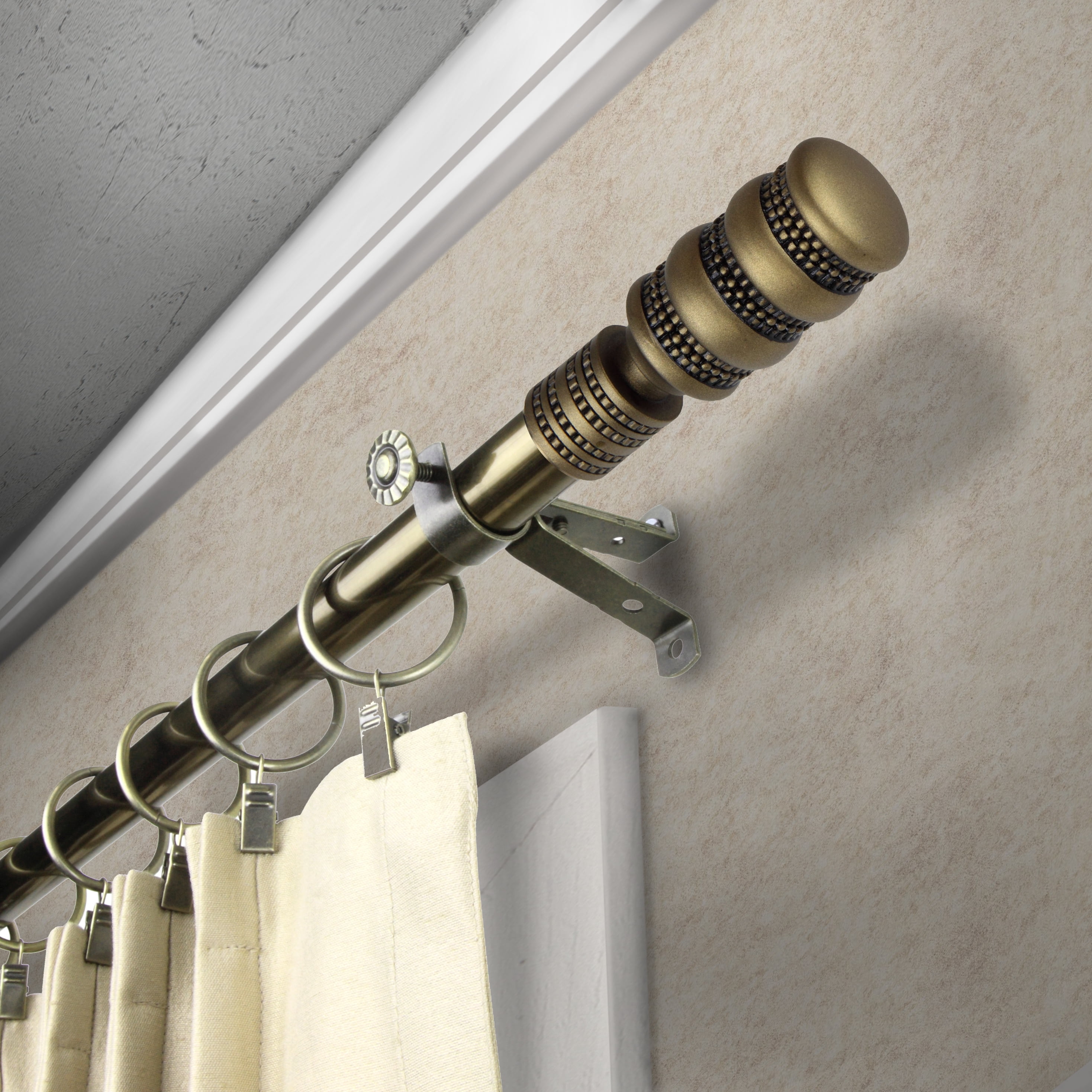 13/16" Dia Adjustable 28-48" Arturo Curtain Rod in Antique Brass