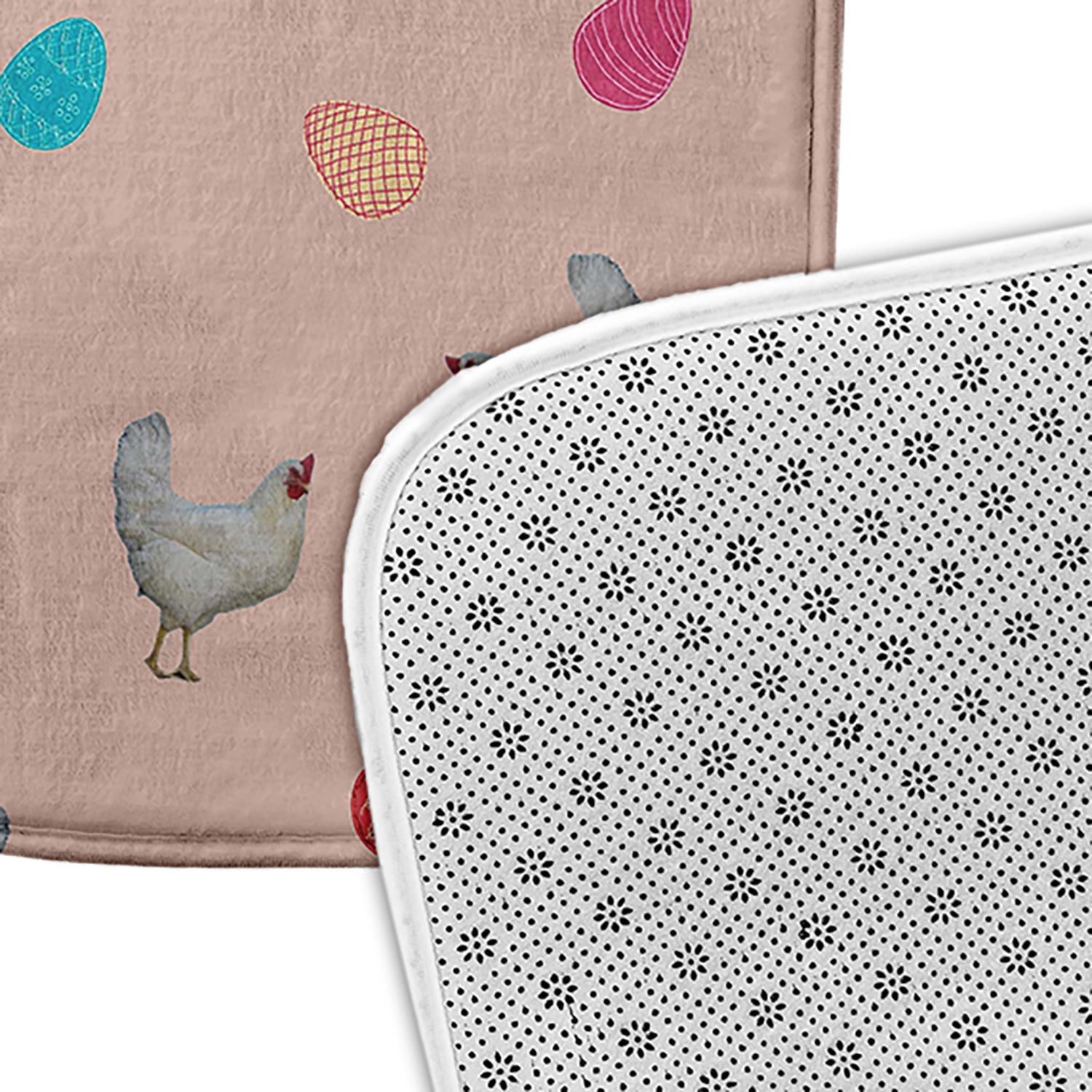 Simply Daisy 34" x 21" Plush Microfiber Sunwashed Red Chickens and Eggs Easter Bath Mat