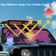 thumbnail image 4 of Uorisanigo Windshield Sun Shade, Car Sun Shade for 1997-2018 Jeep Wrangler TJ JK JKU, Aluminum Foil Structure Blocks Sunlight Heat UV Rays, Outdoor Camping(Palm Tree Sunset), 4 of 7