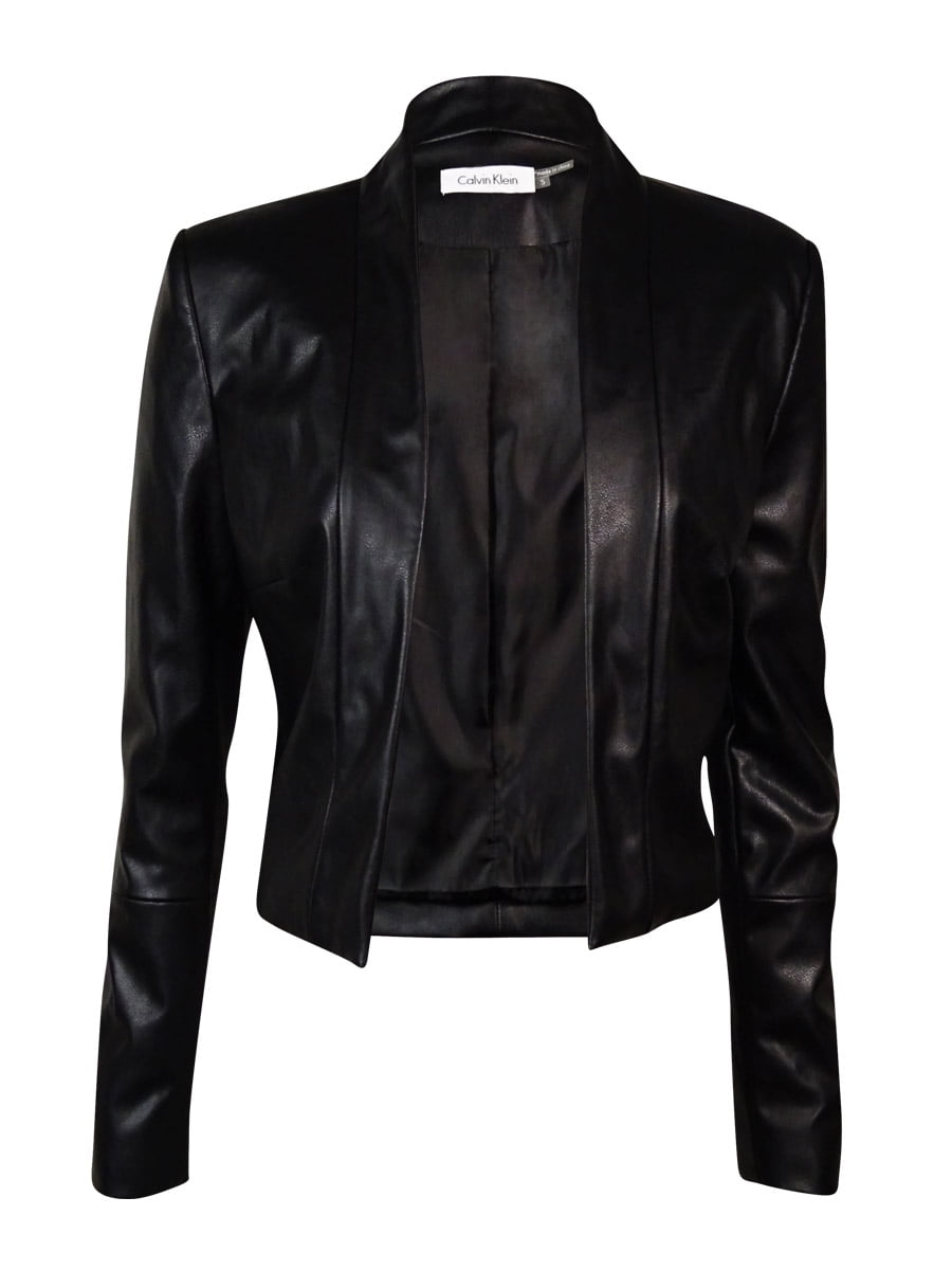 Calvin Klein Calvin Klein Women's Faux Leather OpenFront Cropped Jacket