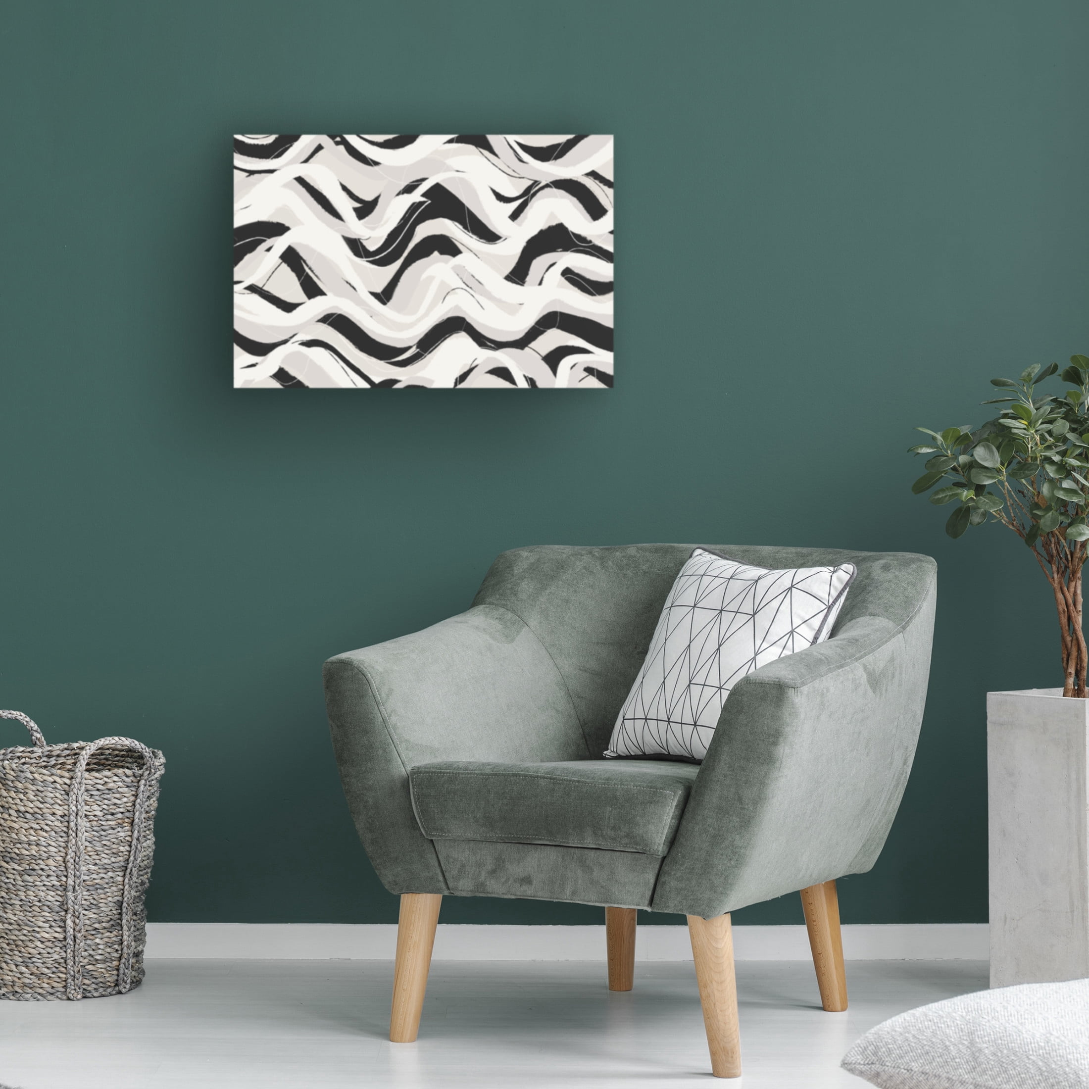 Canvas Wall Art - Treechild 'White Black Waves Pattern Square' Wall Art for Living Room, Bedroom, or Office D?cor by Trademark Fine Art - 32 x 22 Inches