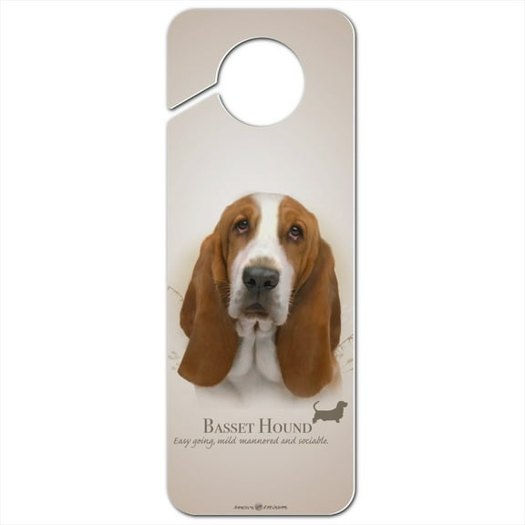 Basset Hound Dog Breed Plastic Door Knob Hanger Sign