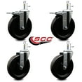 thumbnail image 2 of 6 Inch Phenolic Wheel Swivel 7/16 Inch Grip Ring Stem Caster Set 2 Brake, 2 of 2