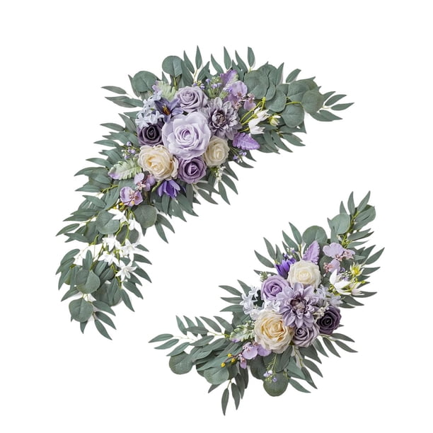 2 hojas de flores para boda, flores artificiales, juego de guirnaldas, letrero de boda para Estilo B