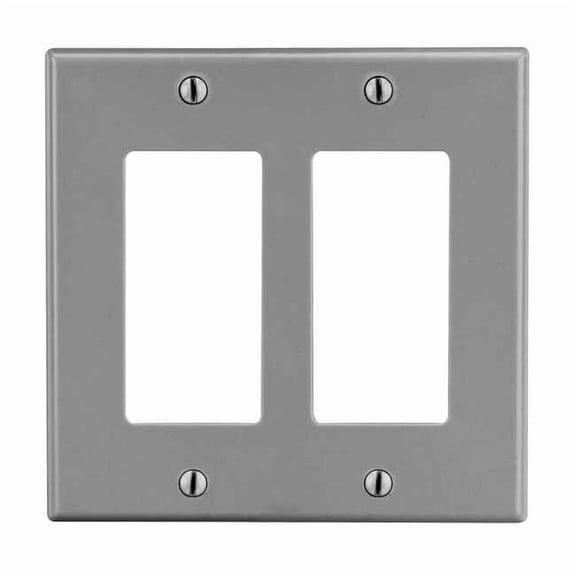 Hubbell Wiring Device-Kellems Rocker Wll Plt,Stnd;Gray,2Gng,Smth Stn P262GY