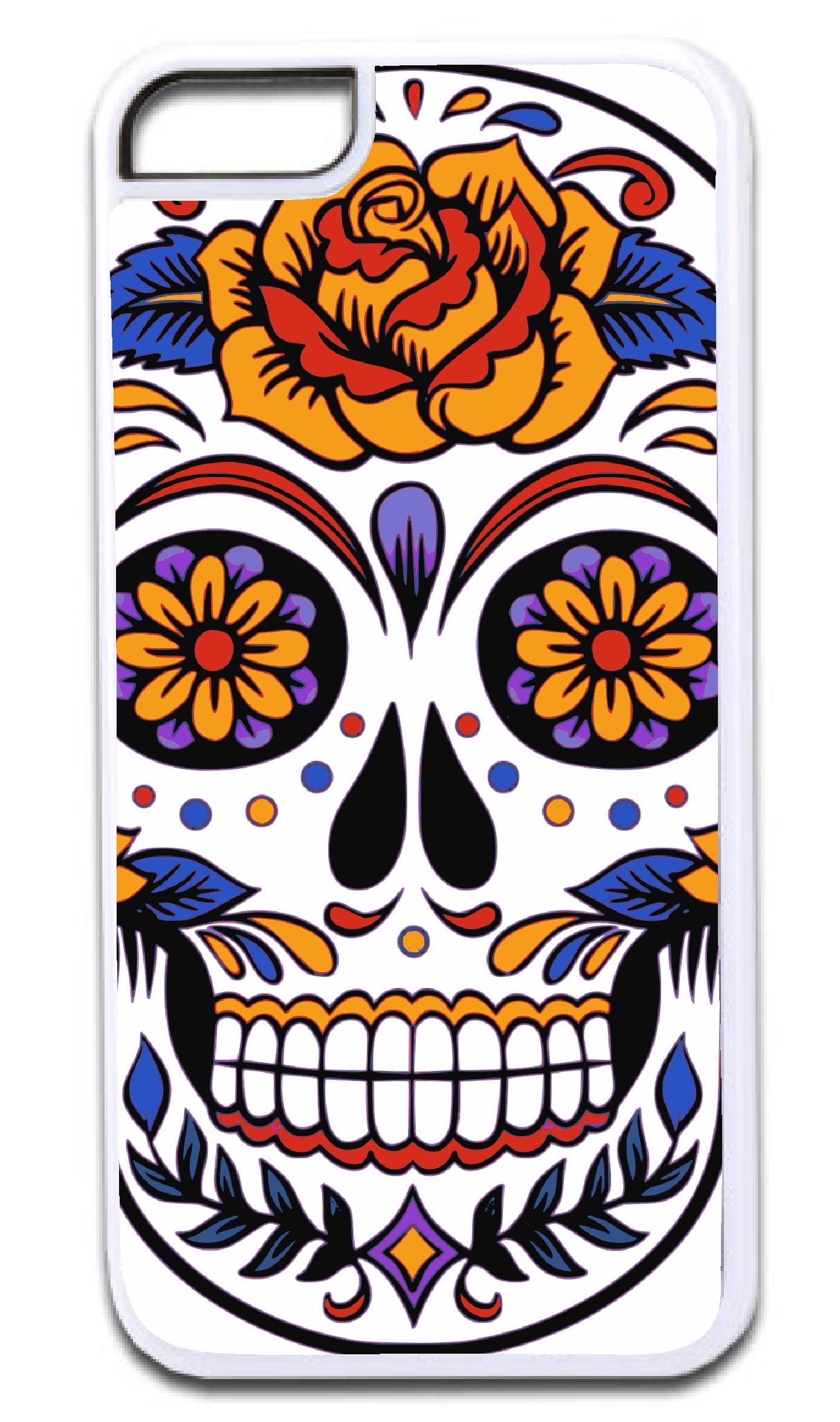 Floral Sugar Skull Design White Rubber Case for the Apple iPhone 6 / iPhone 6s - iPhone 6 Accessories - iPhone 6s Accessories