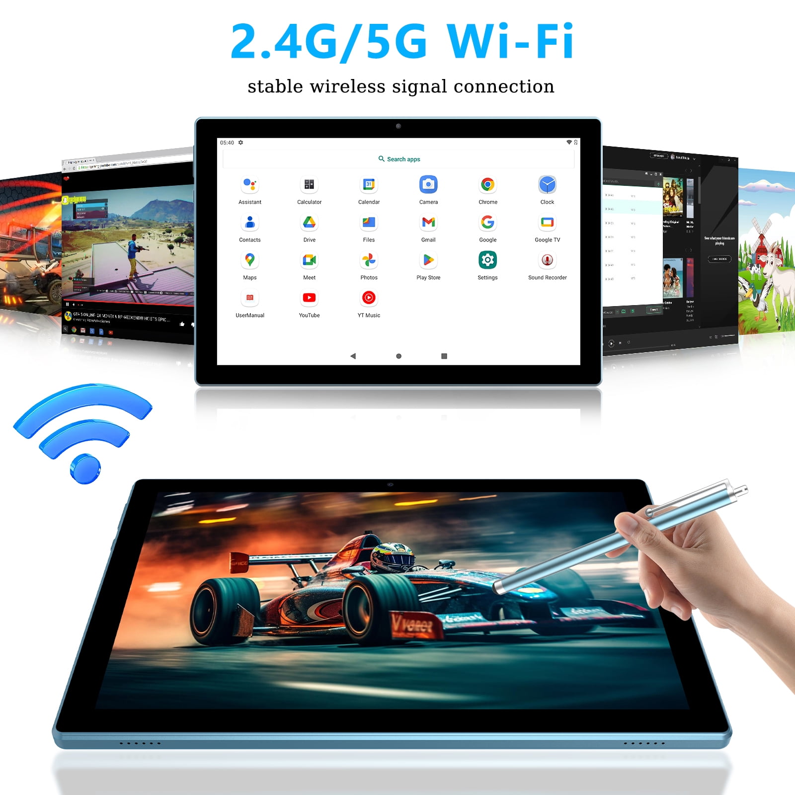 RUIQIAI 2-in-110'' Tablet, Android, 64GB, WiFi
