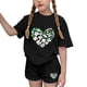 thumbnail image 1 of Vestido de manga corta para niños Día de San Patricio impreso de dos piezas Conjunto de cuello redondo con pantalones cortos, blusa de manga corta, 1 of 7