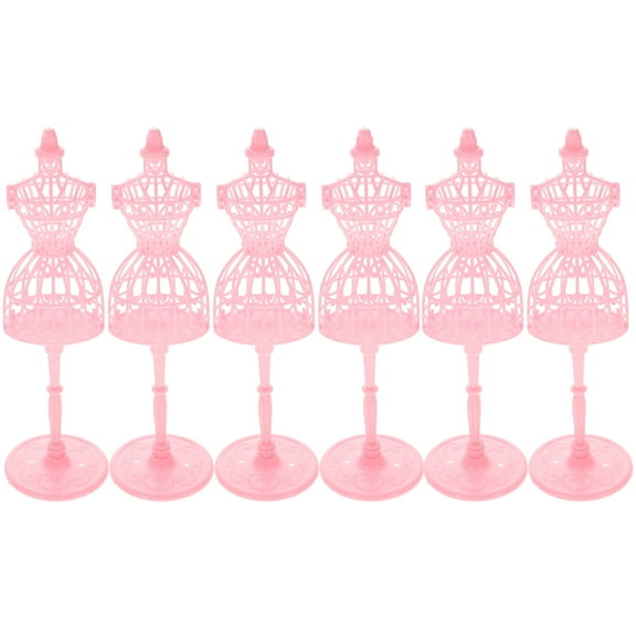 SOPOTUTU Baby Clothes Display Stand Doll Dress Stands Pink Plastic 6Pcs