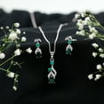 thumbnail image 5 of Rosec Jewels Lab Grown Emerald Pendant and Earrings Set - AAAA Grade - Emerald Diamond Bridal Jewelry Set - with Jewelry Box, 14K White Gold, 5 of 7