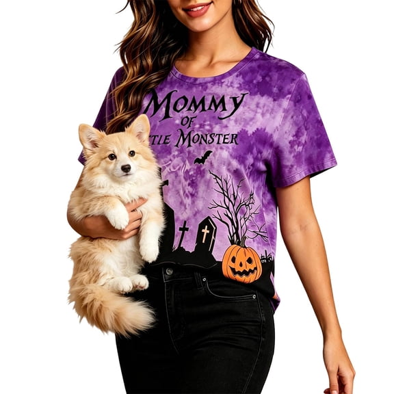 LIIPEE Fall Short Sleeve T Shirts For Women Halloween Graphic Tees Ladies Crew Neck Tshirt