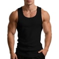thumbnail image 5 of Men's Summer Ribbed Tank Top Scoop Neck Workout Gym Muscle Tank T-Shirt Sleeveless Undershirt Big and Tall Size L-4XL Black, 5 of 7