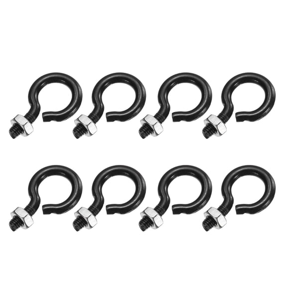 Uxcell 8 Pack Eye Bolts, M3 x 10mm 304 Stainless Steel Threaded EyeBolt Black Eye Hooks with Nut for Hanging or Securing Cables