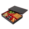 thumbnail image 2 of Bento Tek Rectangle Black and Red Large Japanese Style Bento Box - 6 Compartments - 12 1/4" x 9 3/4" x 2 1/4" - 1 count box, 2 of 11