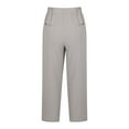 thumbnail image 4 of YUGYXL Summer Cotton Linen Pants for Women Drawstring Stretch Waist Loose Fit Trousers with 4 Pockets Lounge Long Pants Housewear Gray XL, 4 of 6