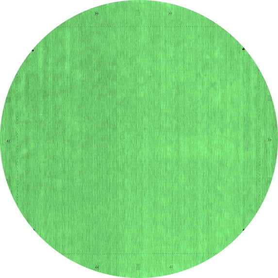 Ahgly Company Indoor Round Abstract Emerald Green Contemporary Area Rugs, 5' Round