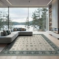 thumbnail image 2 of ODIKA 6'x9' Ivory Sage Traditional Medallion Washable Area Rug Classic Geometric Floral Motifs Vintage Decorative Design for Family Room, Living Mater Bedroom, Non-Slip, Easy Care, 2 of 7
