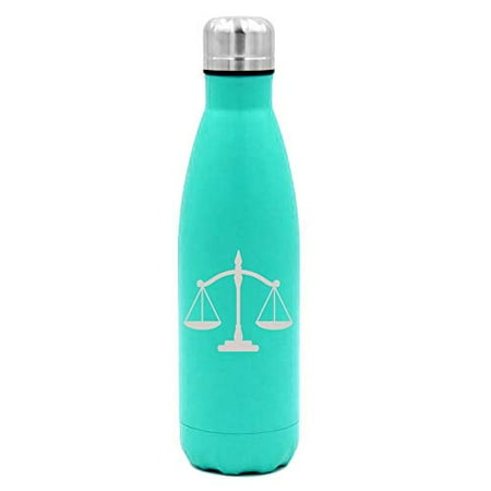 

MIP Brand 17 oz. Double Wall Vacuum Insulated Stainless Steel Water Bottle Travel Mug Cup Scales of Justice Lawyer Paralegal Attorney (Light-Blue)