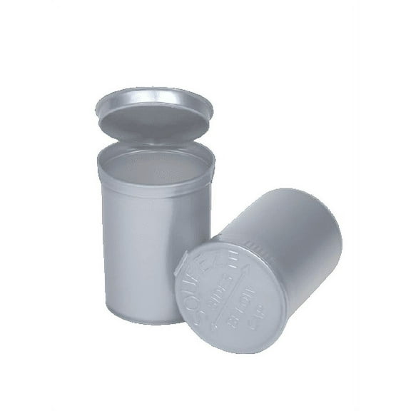 Philips Empty Prescription Pop Top Vial Made in USA Pack of 150 Dry Herb Containers with Child Resistant Solid Silver Color 30 Dram Medical Pharmacy Pill Bottles