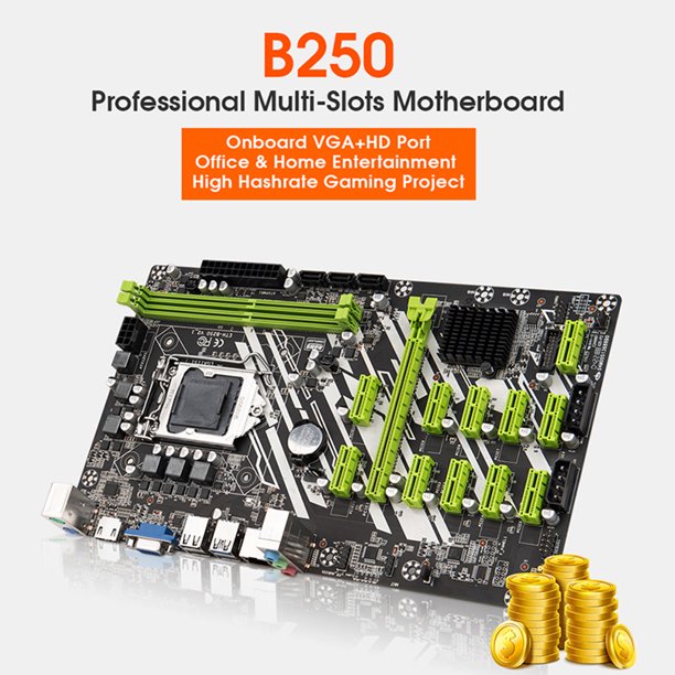 Placa base para minería ETH-B250 BTC PCI-E16X Tarjeta gráfica LGA 1151 DDR4 SATA3.0