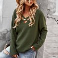 thumbnail image 5 of Lilgiuy Women Casual Solid Hollow Out Pullover Long Sleeve V-Neck Sweater Winter Clothes for 2022, 5 of 5