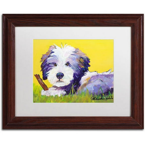 Trademark Fine Art "Chew Stick" Canvas Art by Pat Saunders-White, White Mat, Wood Frame