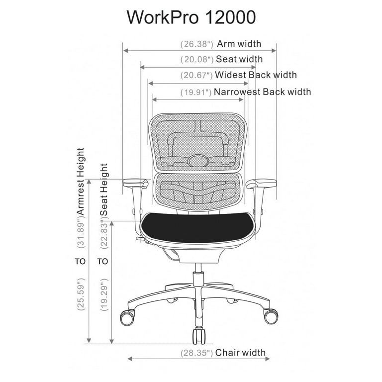 WorkPro® 12000 Series Ergonomic Mesh/Fabric Mid-Back Manager's Chair,  Black/Chrome