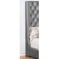 thumbnail image 3 of Contemporary 1pc Faux Leather Upholstery Metallic Gray PU Tufted Queen Size Tall HB Wing Bed Furniture, 3 of 3
