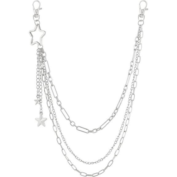 YooGuoGuo Gothic Layered Silver-tone Star Pants Chain, Wallet Belt Chain, Goth Emo Punk Grunge Y2k Accessories