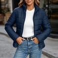 thumbnail image 5 of BXJX Womens Puffer Jackets, Lightweight Full Zip Long Sleeve Stand up Collar Winter Outerwear with Pockets Navy Size 2XL, 5 of 8