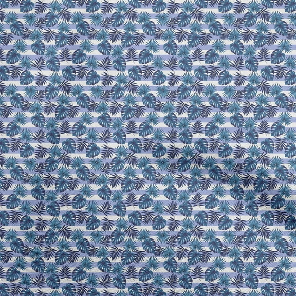 oneOone Velvet Teal Blue Fabric Leaf With Stripes Sewing Fabric By The Yard Printed Diy Clothing Sewing Supplies 58 Inch Wide