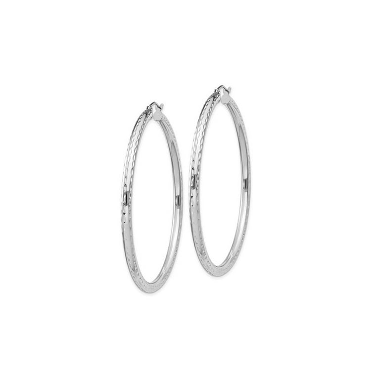 T400 925 Sterling Silver 2mm Diamond Cut Hoops Small and Large Hoop Ea