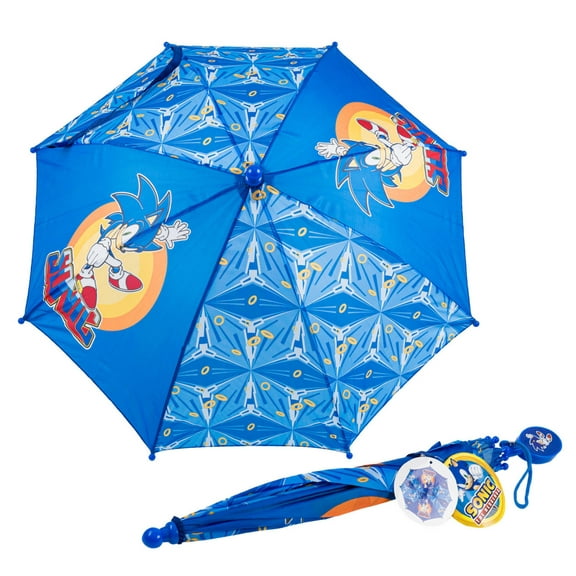 Sonic The Hedgehog Kids Stick Umbrella with Clamshell Handle 21"
