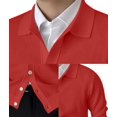 thumbnail image 6 of Men'S Lapel Cardigan Sweater Knit Long Sleeve Button Cardigan Slim Fit Casual Ribbed Knitted Jacket Red M, 6 of 7