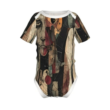 

Coaee Abstract Geometric Faces for Soft Baby Short-Sleeve Bodysuit Baby Climbing Clothes Baby Girls Boys Bodysuit Romper-2 Years