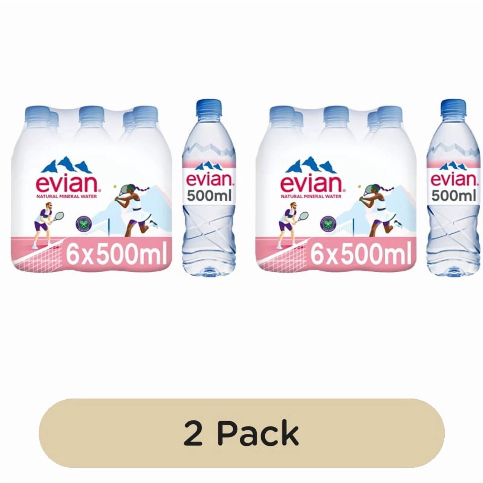 Evian Still Mineral Water 6 x 500ml, British Import (Pack of 2)
