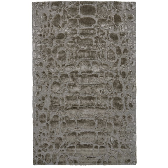Feizy Mali Modern Abstract, Gray/Taupe, 5' x 8' Area Rug Sheen Fade Resistant Luxury & Glam Solid Design Carpet for Living Dining Bed Room