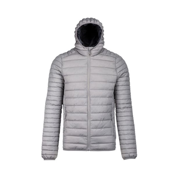 Kariban - Chaqueta plumas ligera con capucha para hombre (Plateado Jaspeado) Kariban UTPC2666_marlsilver
