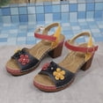 thumbnail image 6 of Dakaela Wedges Sandals for Women Dressy 2025 Open Toe Chunky Heeled Flower Shoes with Arch Support, 6 of 8