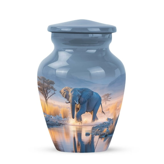 MUKTIVE Elephant Funeral keepsake Urn for Ashes for Women - Grey Memorial Urns for Adult Male Ashes - Miniature Cremation Urn for Mom & Dad - Decorative Burial Urns for Human - 3 Inch