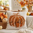 thumbnail image 4 of Fall Pumpkin Pillow Covers, Thanksgiving Decorative Pillow Case with Hidden Zipper Polyester Fabric, Autumn Harvest Home Decor for Sofa Couch Bed Bedroom, 17.7 x 17.7 Inch, 4 of 7