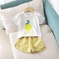 thumbnail image 2 of REDARER Girls Casual Wear Set, Grape Print Tee & Gingham Shorts, Soft Breathable 2-Piece Summer Outfit,9-12 Months, 2 of 3
