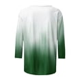 thumbnail image 4 of 3/4 Sleeve Womens Tops Plus Size Crew Neck Color Block Patchwork Tunic Basic Tee Spring Lightweight Casual Blouses(Green,XXL), 4 of 4